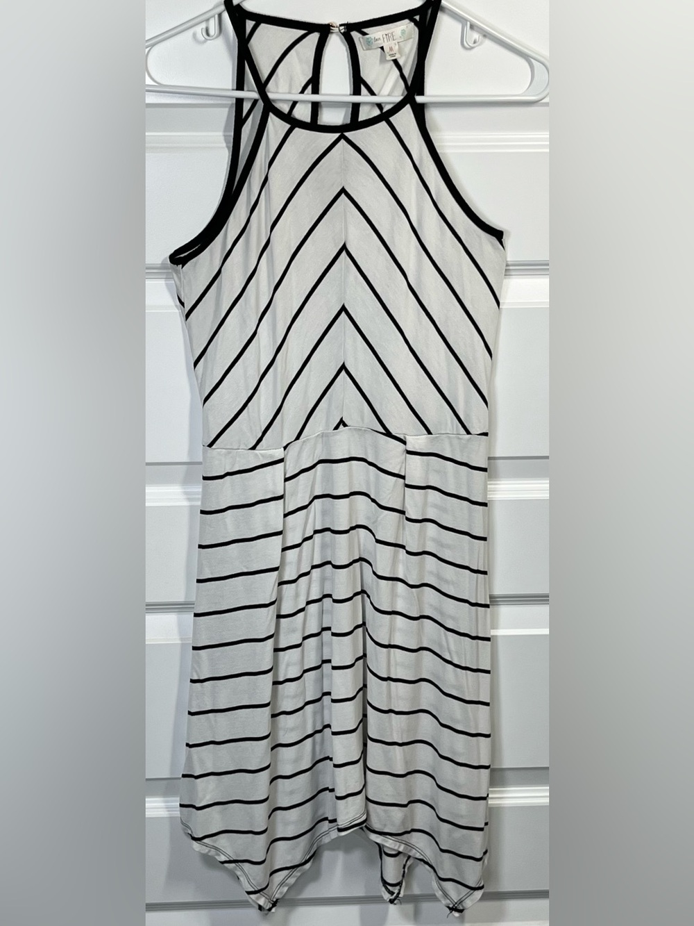 love, Fire Black and White Geometric Stripe Dress